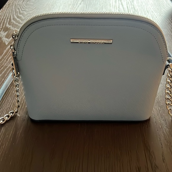 Steve Madden Handbags - Steve Madden Bmaggie Dome Crossbody Bag Purse Soft Light Blue Gray Silver Chain